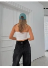 BEL TOKA DETAY BOL KESİM GENİŞ PAÇA BAGGY JEAN SİYAH