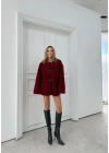 BİYELİ DÜĞME DETAY İÇ ASTARLI TEDDY KABAN BORDO