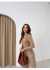 BLUZ VE PANTOLON İKİLİ TAKIM KOYU BEJ