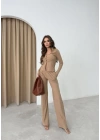BLUZ VE PANTOLON İKİLİ TAKIM KOYU BEJ