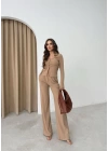 BLUZ VE PANTOLON İKİLİ TAKIM KOYU BEJ