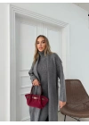 BOĞAZLI SIFIR KOL UZUN ELBİSE VE YELEKLİ İKİLİ TRİKO TAKIM ANTRASİT
