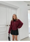 ÇİFT CEP BUKLET KISA CEKET BORDO