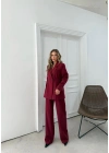 ÇİFT DÜĞME BLAZER CEKET VE PANTOLONLU DOUBLE KUMAŞ İKİLİ TAKIM BORDO KO-1101