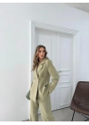 ÇİFT DÜĞME BLAZER CEKET VE PANTOLONLU DOUBLE KUMAŞ İKİLİ TAKIM YEŞİL KO-1101