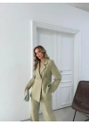 ÇİFT DÜĞME BLAZER CEKET VE PANTOLONLU DOUBLE KUMAŞ İKİLİ TAKIM YEŞİL KO-1101