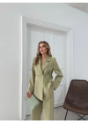 ÇİFT DÜĞME BLAZER CEKET VE PANTOLONLU DOUBLE KUMAŞ İKİLİ TAKIM YEŞİL KO-1101