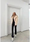 ÇIT ÇITLI İÇ ASTARLI KISA KÜRK KREM 7001