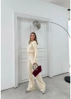 ÇITÇIT DETAY HIRKA VE PANTOLONLU TRİKO İKİLİ TAKIM KREM