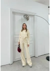 ÇITÇIT DETAY HIRKA VE PANTOLONLU TRİKO İKİLİ TAKIM KREM