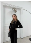 ÇITÇIT DETAY HIRKA VE PANTOLONLU TRİKO İKİLİ TAKIM SİYAH