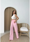 ÇİZGİLİ BEL BAĞCIKLI PALAZZO PANTOLON PEMBE