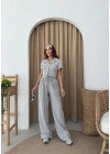 ÇİZGİLİ YELEK VE PANTOLONLU İKİLİ TAKIM BEYAZ