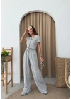 ÇİZGİLİ YELEK VE PANTOLONLU İKİLİ TAKIM BEYAZ