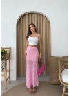 DANTEL İÇ ASTARLI ETEK PEMBE