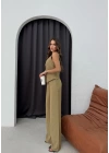 DÜĞMELİ DETAY YELEK VE PANTOLON İKİLİ TAKIM YEŞİL