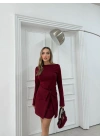 ETEK BAĞLAMA DETAY ELBİSE BORDO