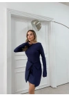 ETEK BAĞLAMA DETAY ELBİSE LACİVERT