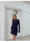 ETEK BAĞLAMA DETAY ELBİSE LACİVERT