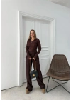 FERMUARLI PARMAK GEÇMELİ KAPÜŞONLU HIRKA VE PANTOLONLU TERS DİKİŞ GOFRE İKİLİ TAKIM KAHVE