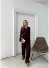 FERMUARLI PARMAK GEÇMELİ KAPÜŞONLU HIRKA VE PANTOLONLU TERS DİKİŞ GOFRE İKİLİ TAKIM MÜRDÜM