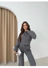 FİTİLLİ HIRKA VE PANTOLONLU İKİLİ EŞOFMAN TAKIMI ANTRASİT