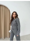 FİTİLLİ HIRKA VE PANTOLONLU İKİLİ EŞOFMAN TAKIMI ANTRASİT