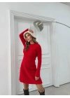 FİTİLLİ TRİKO ELBİSE KIRMIZI