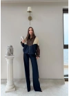 GARNE PARAŞÜT DETAY HIRKA VE PANTOLONLU MODAL İKİLİ TAKIM KAHVE