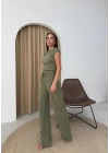 GOFRE BLUZ VE PANTOLONLU İKİLİ TAKIM HAKİ