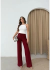 GOFRE KUMAŞ YÜKSEK BEL PANTOLON BORDO