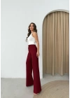 GOFRE KUMAŞ YÜKSEK BEL PANTOLON BORDO