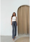 GOFRE KUMAŞ YÜKSEK BEL PANTOLON GRİ