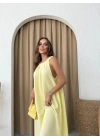 HALTER YAKA UZUN KETEN ELBİSE SARI