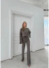 FİTİLLİ İSPANYOL KOL SALAŞ BLUZ VE PANTOLONLU İKİLİ TAKIM VİZON
