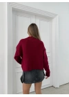 KALP AKSESUAR DETAY OVERSİZE TRİKO KAZAK BORDO