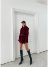 KEMER DETAY YUMOŞ KAŞE CEKET BORDO