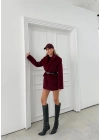 KEMER DETAY YUMOŞ KAŞE CEKET BORDO
