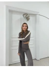 KOL GARNE DETAY BLUZ VE PANTOLONLU TRİKO İKİLİ TAKIM VİZON