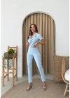 KRUVAZE YAKA KEMERLİ TULUM MAVİ