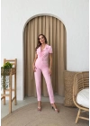 KRUVAZE YAKA KEMERLİ TULUM PEMBE