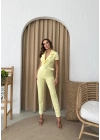 KRUVAZE YAKA KEMERLİ TULUM SARI