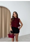 KURDELE DETAY BAGLAMALI SÜVETER BORDO