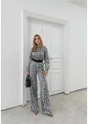 LEOPAR DESEN HIRKA VE PANTOLONLU İKİLİ TAKIM GRİ