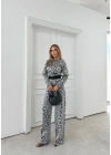 LEOPAR DESEN HIRKA VE PANTOLONLU İKİLİ TAKIM GRİ