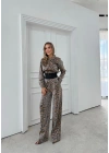 LEOPAR DESEN HIRKA VE PANTOLONLU İKİLİ TAKIM KAHVE