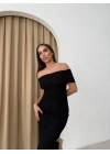 MADONNA YAKA DANTEL İÇ ASTARLI ELBİSE SİYAH