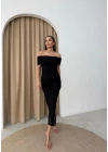 MADONNA YAKA DANTEL İÇ ASTARLI ELBİSE SİYAH