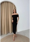 MADONNA YAKA DANTEL İÇ ASTARLI ELBİSE SİYAH