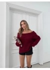 MADONNA YAKA OVERSİZE TRİKO BORDO